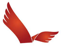 - red wings of a bird, open in flight.